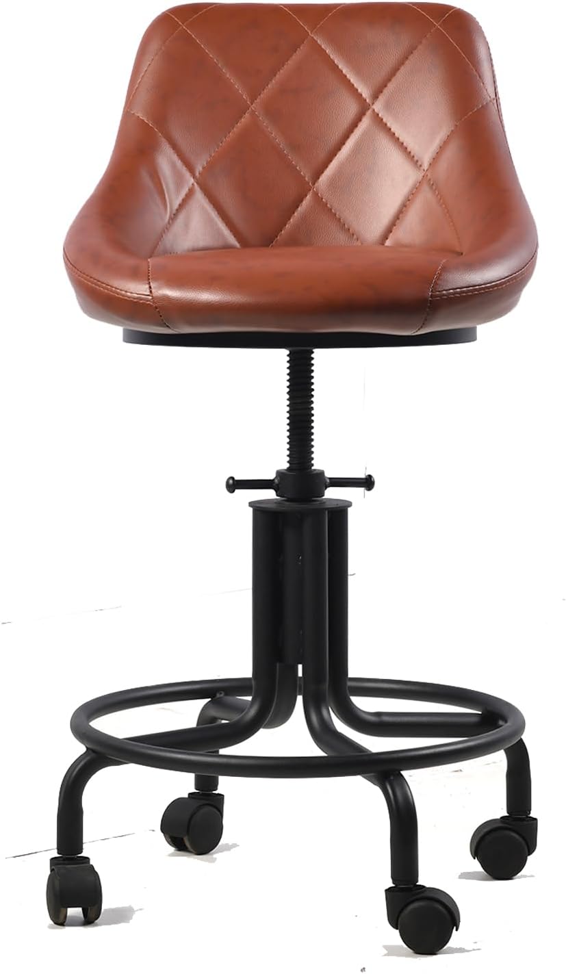Topower American Antique Diseño Industrial Metal Altura Ajustable Cocina Comedor Desayuno Silla de estilo industrial Taburete de bar con ruedas,