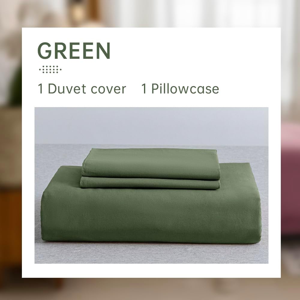 JELLYMONI Funda de edredón verde individual XL, funda de edredón 100% algodón lavado con textura similar al lino, juego de ropa de cama suave y