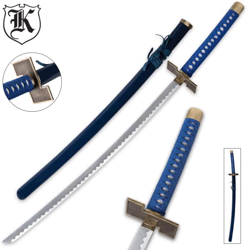 K Exclusive Grimmjow Zanpakuto – Espada con vaina, hoja de acero inoxidable, mango envuelto en cordón azul, réplica detallada de anime,