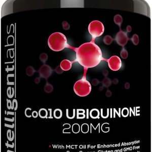 Intelligent Labs CoQ10 Ubiquinona 200mg cápsulas blandas  Coenzima Q10 con aceite MCT para una máxima absorción  Soja, azúcar, gluten y OGM  120 Intelligent Labs CoQ10 Ubiquinona 200mg cápsulas blandas  Coenzima Q10 con aceite MCT para una máxima absorción  Soja, azúcar, gluten y OGM  120