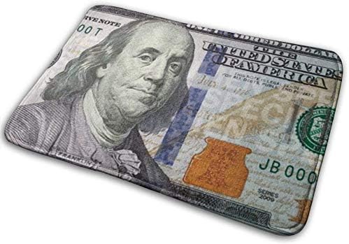 Tapete de baño antideslizante con estampado de billetes de 100 dólares, tapete para interiores, tapete de entrada de bienvenida de 15.7 x 23.6