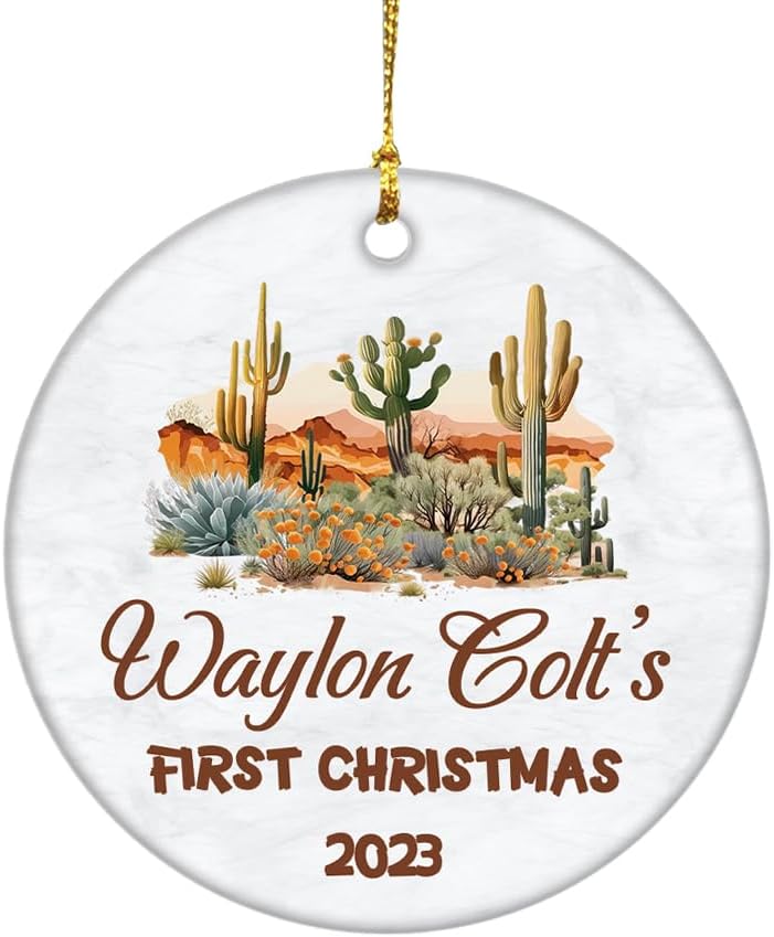 Adornos personalizados de primera Navidad para bebés 2023, adorno del desierto de cactus, adorno de la primera Navidad del bebé, adornos