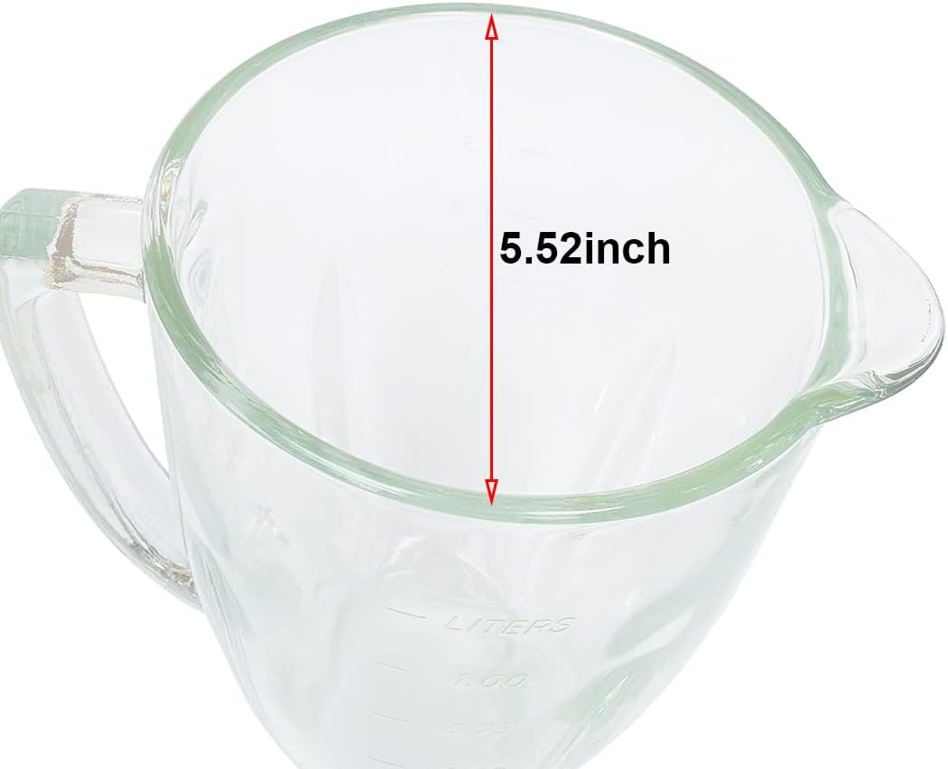 Piezas de repuesto Conjunto de tarro de vidrio de 6 tazas con cuchilla, junta, tapa inferior, tapa. Compatible con licuadoras Oster