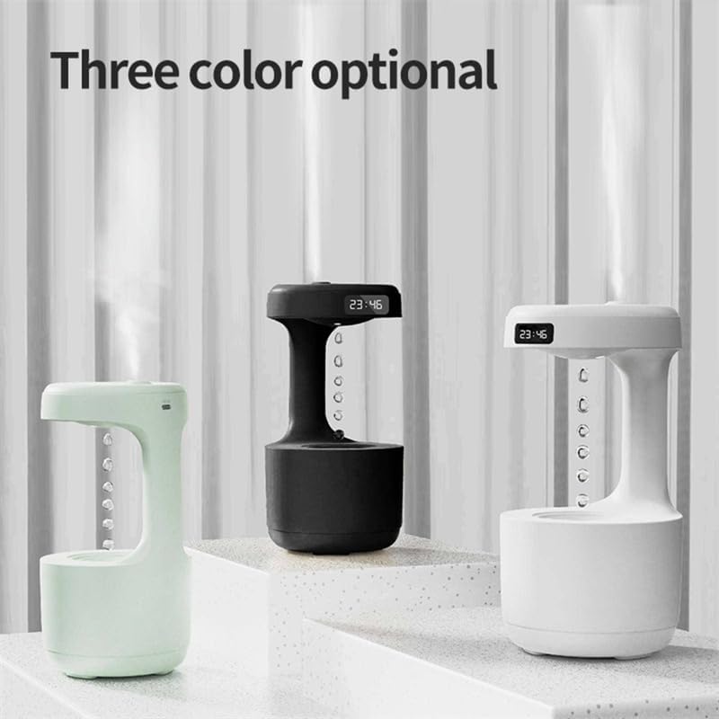 Baddie Humidificador antigravedad con reloj de gota de agua Difusor de aroma de reflujo de gran capacidad Oficina Dormitorio Silencio niebla pesada