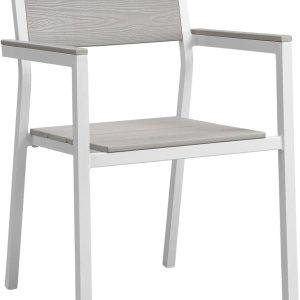 Modway Silla de aluminio para patio al aire libre de Maine en gris claro blanco Modway Silla de aluminio para patio al aire libre de Maine en gris claro blanco