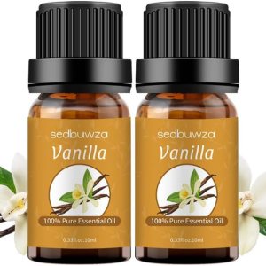 Sedbuwza Juego de aceites esenciales de vainilla, paquete de 2 aceites de aromaterapia 100% puros orgánicos sin diluir para masaje, difusor, Sedbuwza Juego de aceites esenciales de vainilla, paquete de 2 aceites de aromaterapia 100% puros orgánicos sin diluir para masaje, difusor,