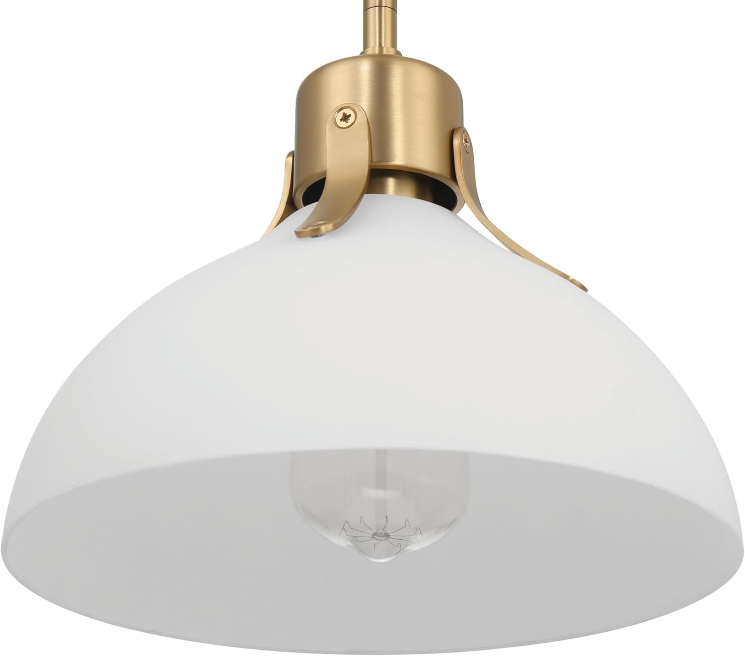 Robert Stevenson Lighting Delano – Lámpara de techo industrial de metal y vidrio grabado, dorado y blanco