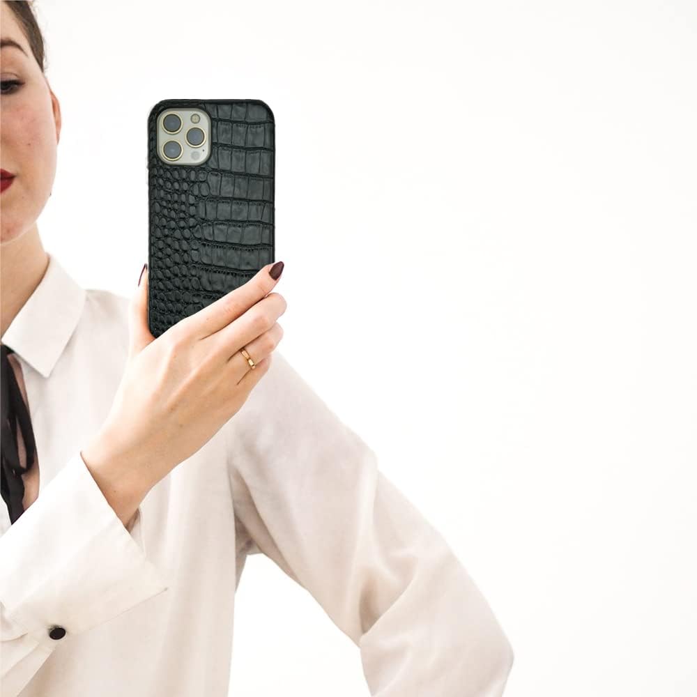 Funda de cuero para iPhone 11, diseño clásico retro, suave TPU delgado, a prueba de golpes, funda de cuero negro para iPhone 11, funda de lujo