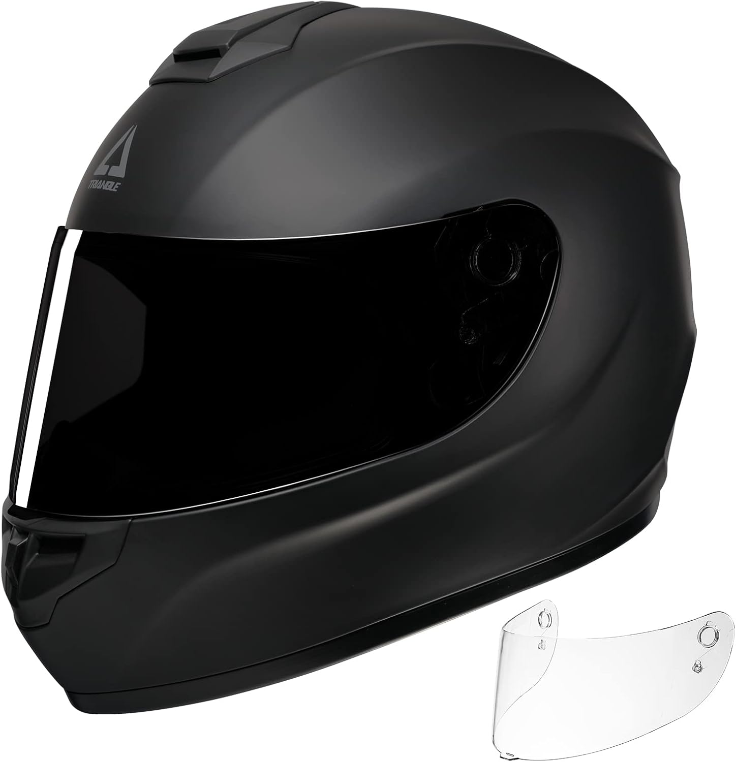 TRIANGLE – Casco de motocicleta de cara completa con visor extratransparente, para la calle, para hombre, aprobado por el DOT, talla S, negro mate