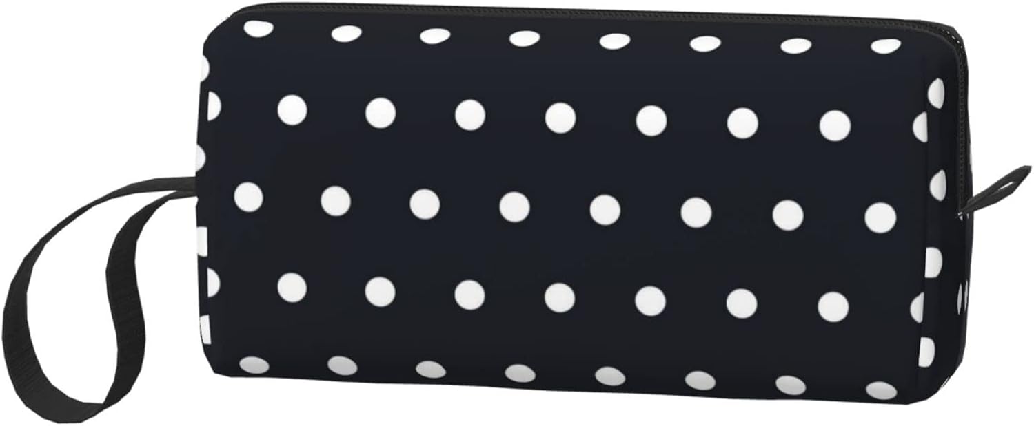 Dot Black Spot Blanco Mujer Maquillaje Cosméticos Bolsa Pequeña Neceser de Viaje Bolsa de Cremallera Bolsa Bolsa Regalos Accesorios Organizador,