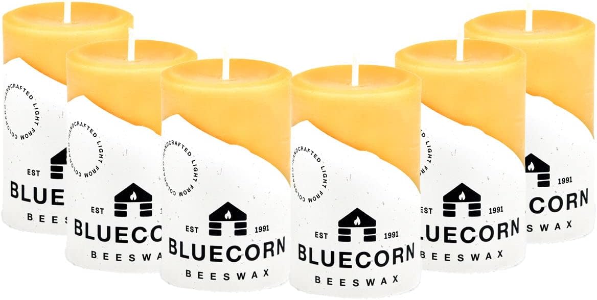Bluecorn Beeswax Velas de pilar de cera de abeja 100% pura, velas de cera de abeja natural, velas amarillas sin perfume, sin soja, parafina y