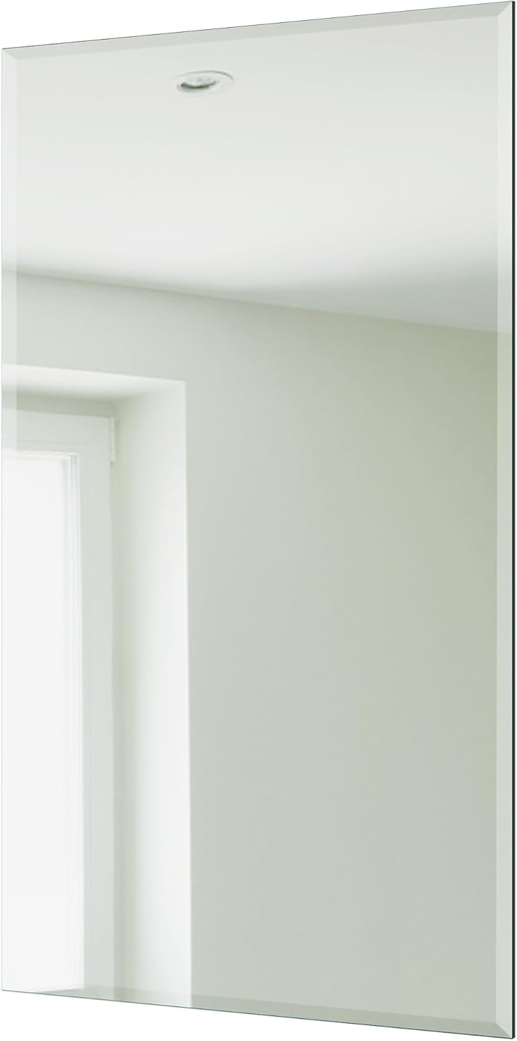 2 espejos de pared sin marco de 20 x 30 pulgadas, espejo biselado de 1 pulgada, espejos rectangulares de baño para pared, espejos de tocador de