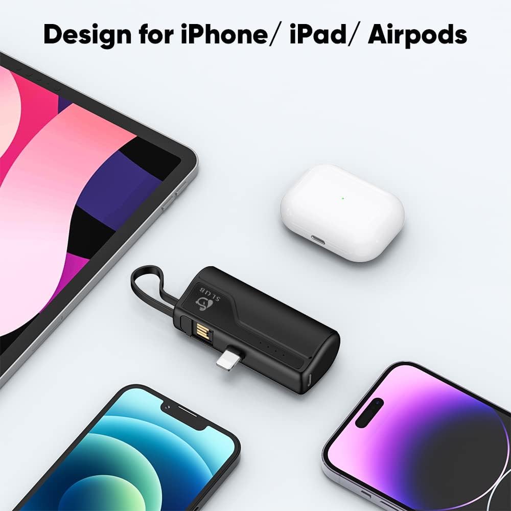 Cargador portátil para iPhone de 5000 mAh, mini cargador de batería de respaldo de teléfono, pequeño cargador portátil compatible con iPhone