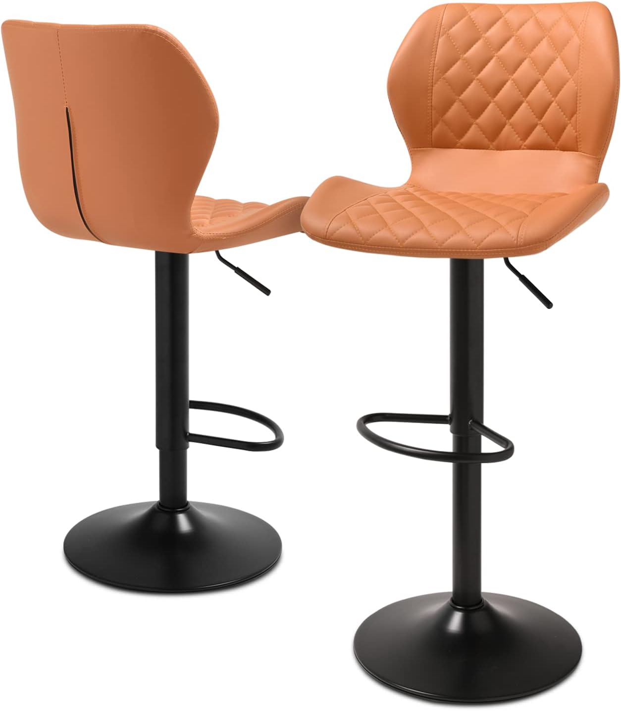 MoNiBloom Moder – Juego de 2 taburetes de bar sin brazos, altura ajustable, de piel sintética, con respaldo de carcasa para el hogar, cocina,