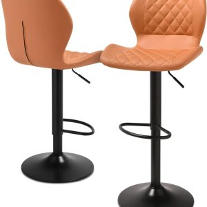 MoNiBloom Moder – Juego de 2 taburetes de bar sin brazos, altura ajustable, de piel sintética, con respaldo de carcasa para el hogar, cocina, MoNiBloom Moder – Juego de 2 taburetes de bar sin brazos, altura ajustable, de piel sintética, con respaldo de carcasa para el hogar, cocina,