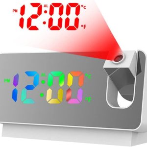 RUNAAJA – Reloj despertador digital LED inteligente, proyector de temperatura, tiempo, pantalla LCD, reloj despertador de proyección para RUNAAJA – Reloj despertador digital LED inteligente, proyector de temperatura, tiempo, pantalla LCD, reloj despertador de proyección para