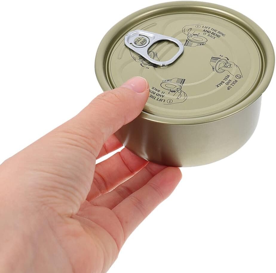 Luxshiny Cali – 12 latas autosellables con tapa a presión, contenedor de alimentos rellenable, redondo, vacío, latas de atún para pescado, dulces,