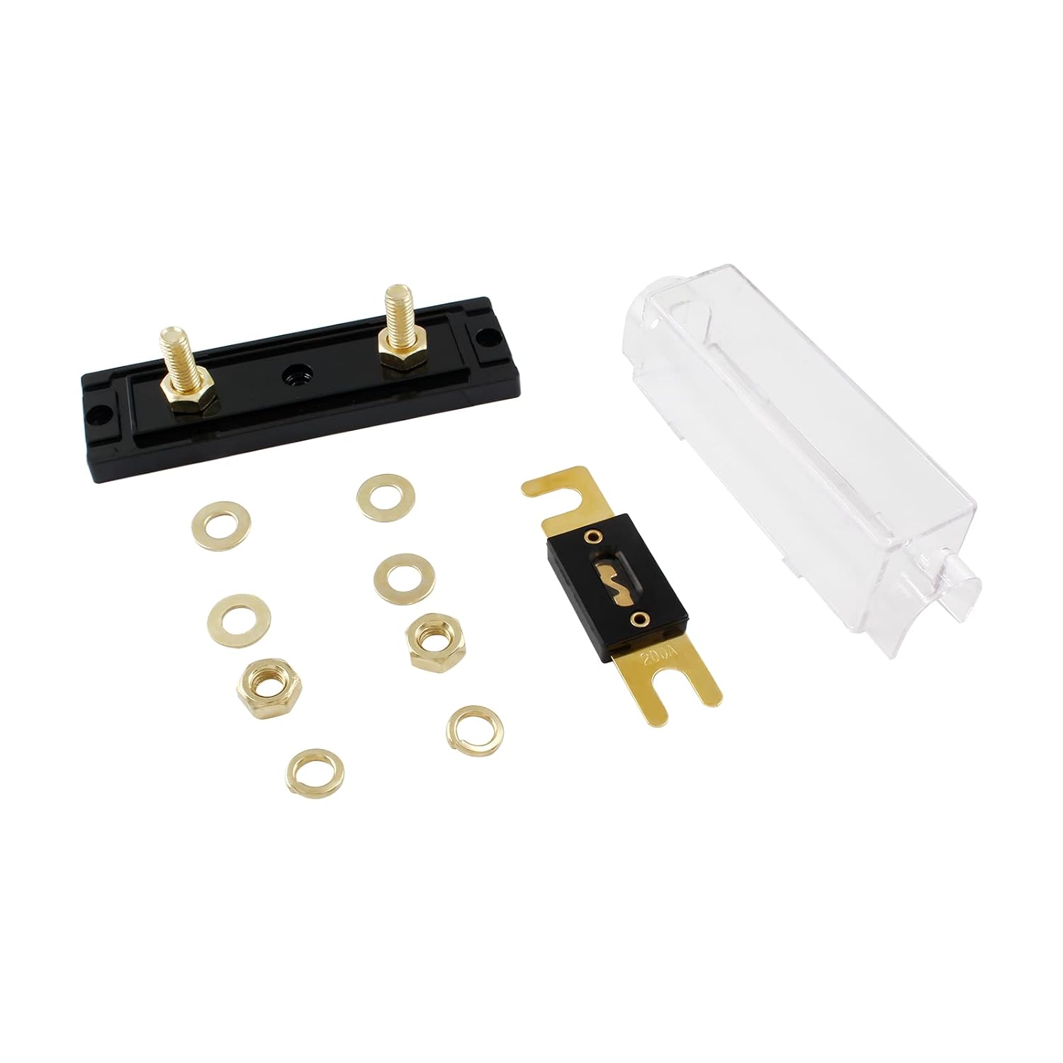 Portafusibles ANL de 200 amperios, fusible ANL con portafusibles transparente para audio de coche (2 fusibles de 200 A)