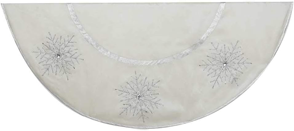 Faldón Kurt Adler para árbol, de 48 pulgadas, de color marrón y rojo bordado, Poliéster, Ivory, 54 – pulgadas
