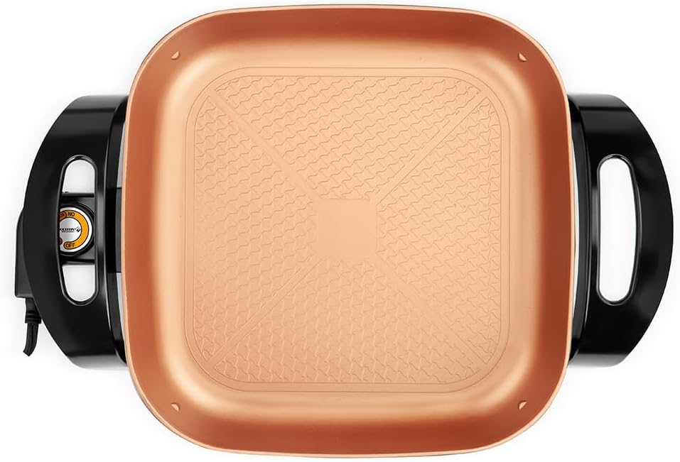 Holstein Housewares Sartén eléctrica de 12 pulgadas y sartén con tapa de vidrio, revestimiento antiadherente, control de temperatura con sonda de