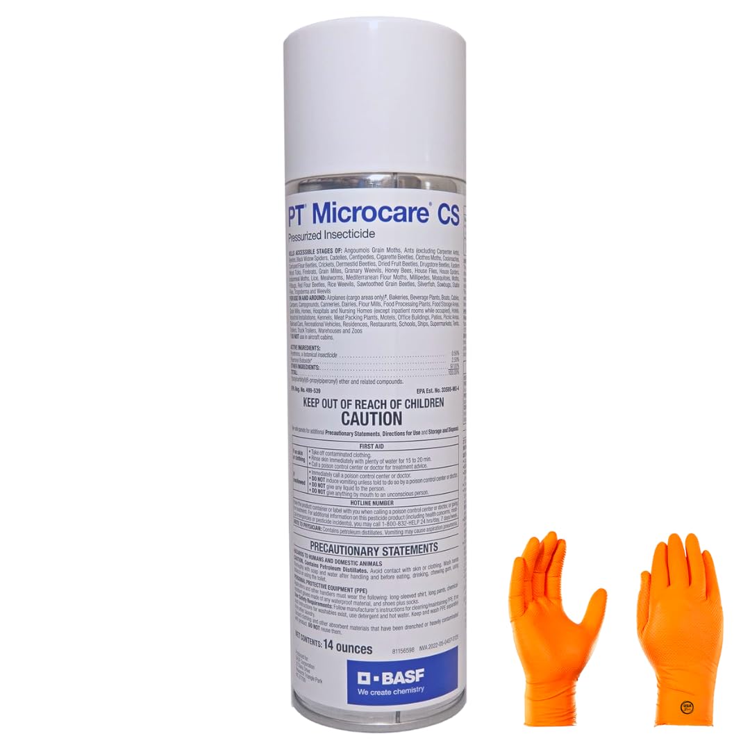 BASf PT Microcare CS Insecticida presurizado  Reducido riesgo de polvo para hormigas, chinches e insectos que pican, con guantes USA Supply