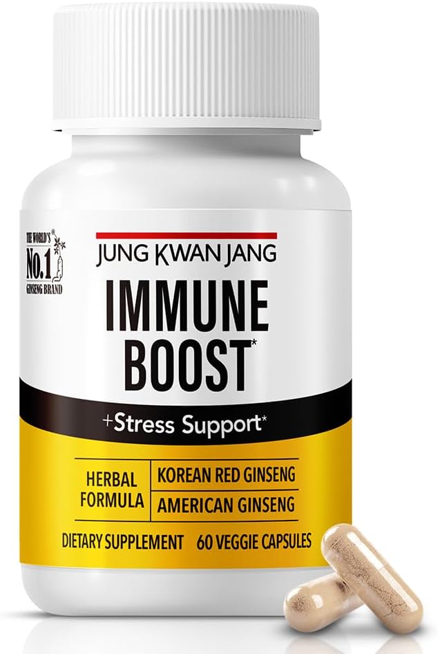 JungKwanJang – Suplemento inmunitario, adaptógeno con ginseng americano y dúo de ginseng rojo coreano para inmunidad, energía, combate la fatiga,