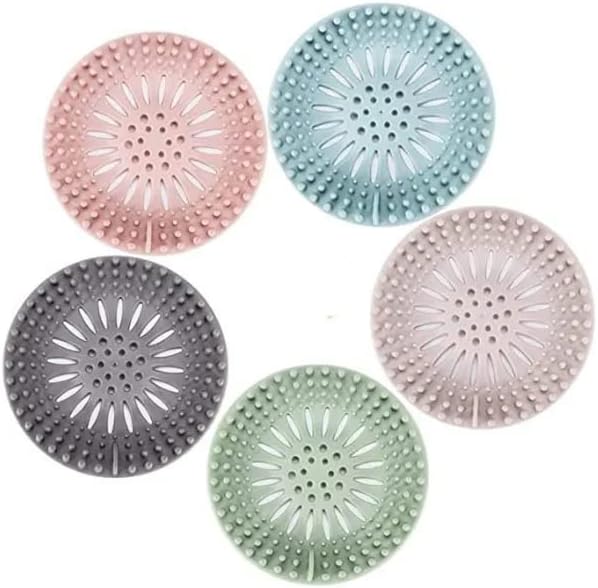 OIG Brands Paquete de 5 cubiertas de silicona para drenaje de ducha, fácil de instalar y limpiar, colador duradero para fregadero de baño, bañera,