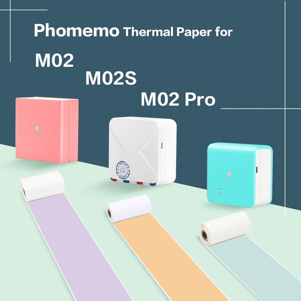 Phomemo Mini impresora M02 Pro – Impresora térmica Bluetooth de fotos con 3 rollos de papel adhesivo colorido, compatible con iOS + Android para