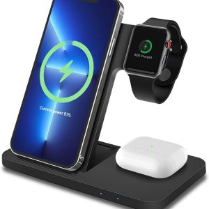 MMOBIEL Estación de carga inalámbrica compatible con iPhone, Apple Watch y AirPods – Soporte de cargador inalámbrico 3 en 1 de 18 W compatible con MMOBIEL Estación de carga inalámbrica compatible con iPhone, Apple Watch y AirPods – Soporte de cargador inalámbrico 3 en 1 de 18 W compatible con