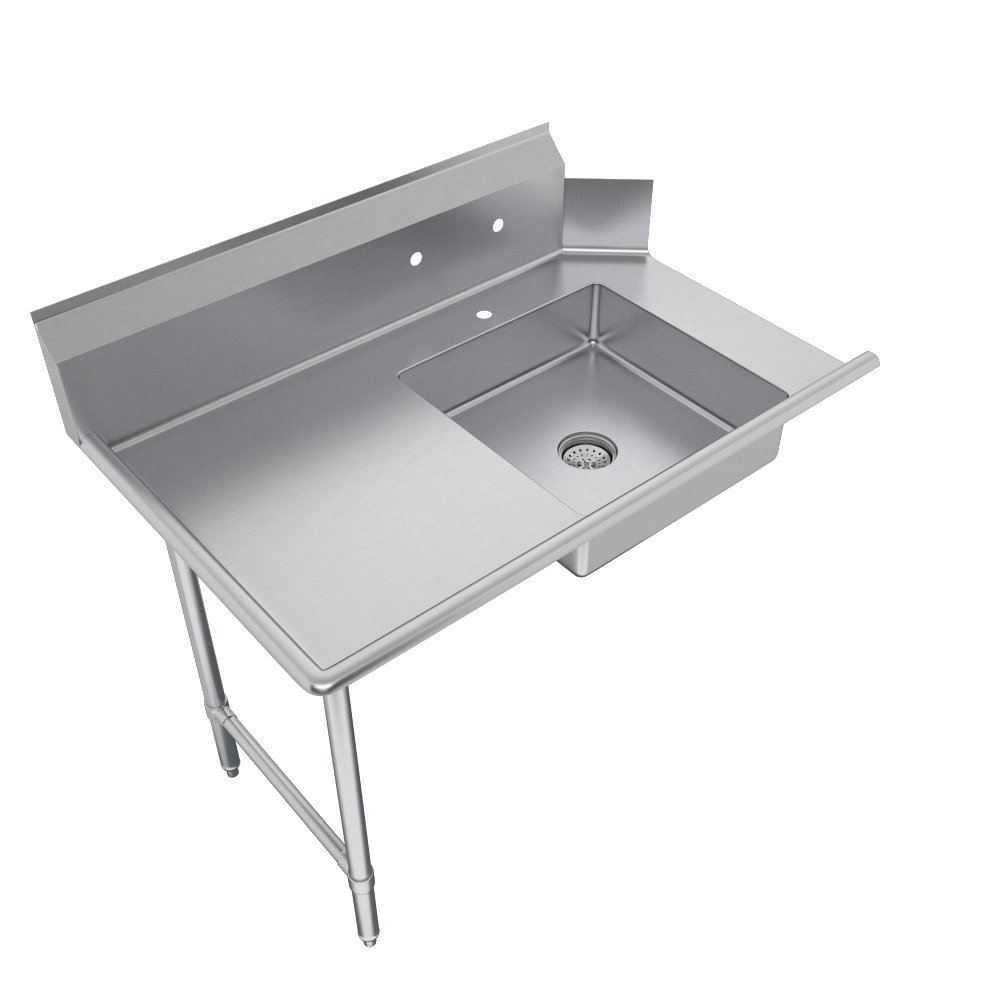 Elkay Foodservice Soiled Dishtable, 1 12″ Diseño de borde enrollado, 60 X 30″ OA, 34 “Altura de trabajo, 10 34” Backsplash, patas galvinizadas,