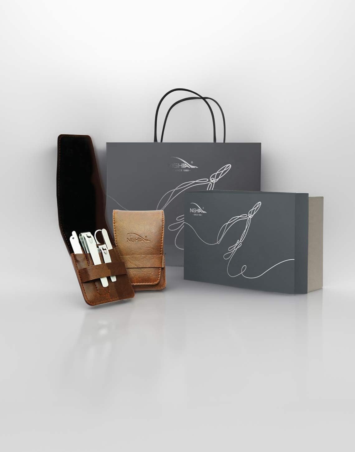 Set de manicura multifuncional para hombres – GS-08 (marrón)