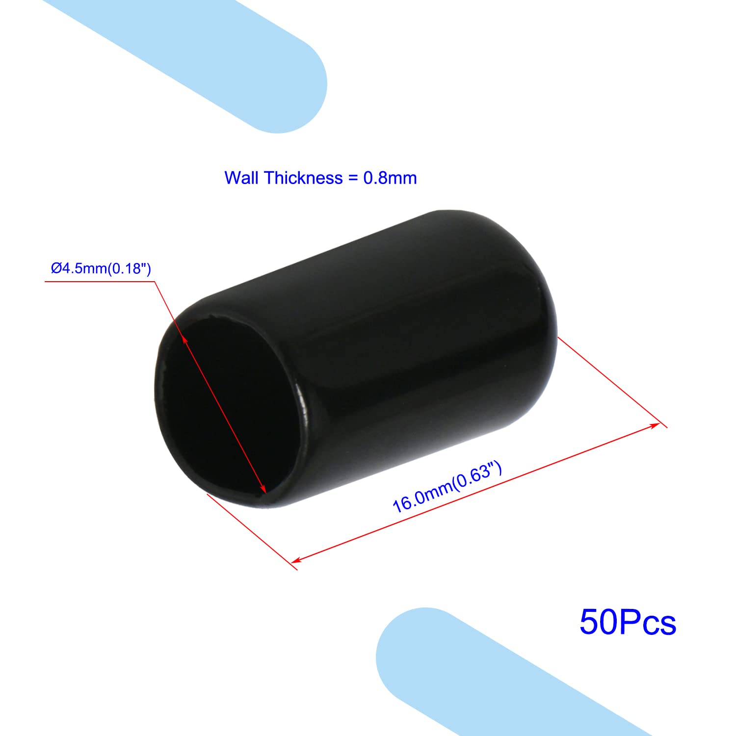Aopin Cubierta de tapa de extremo redondo de goma, protectores de rosca de tornillo de 0.18 pulgadas (0.177 in), tubos flexibles de PVC, protección
