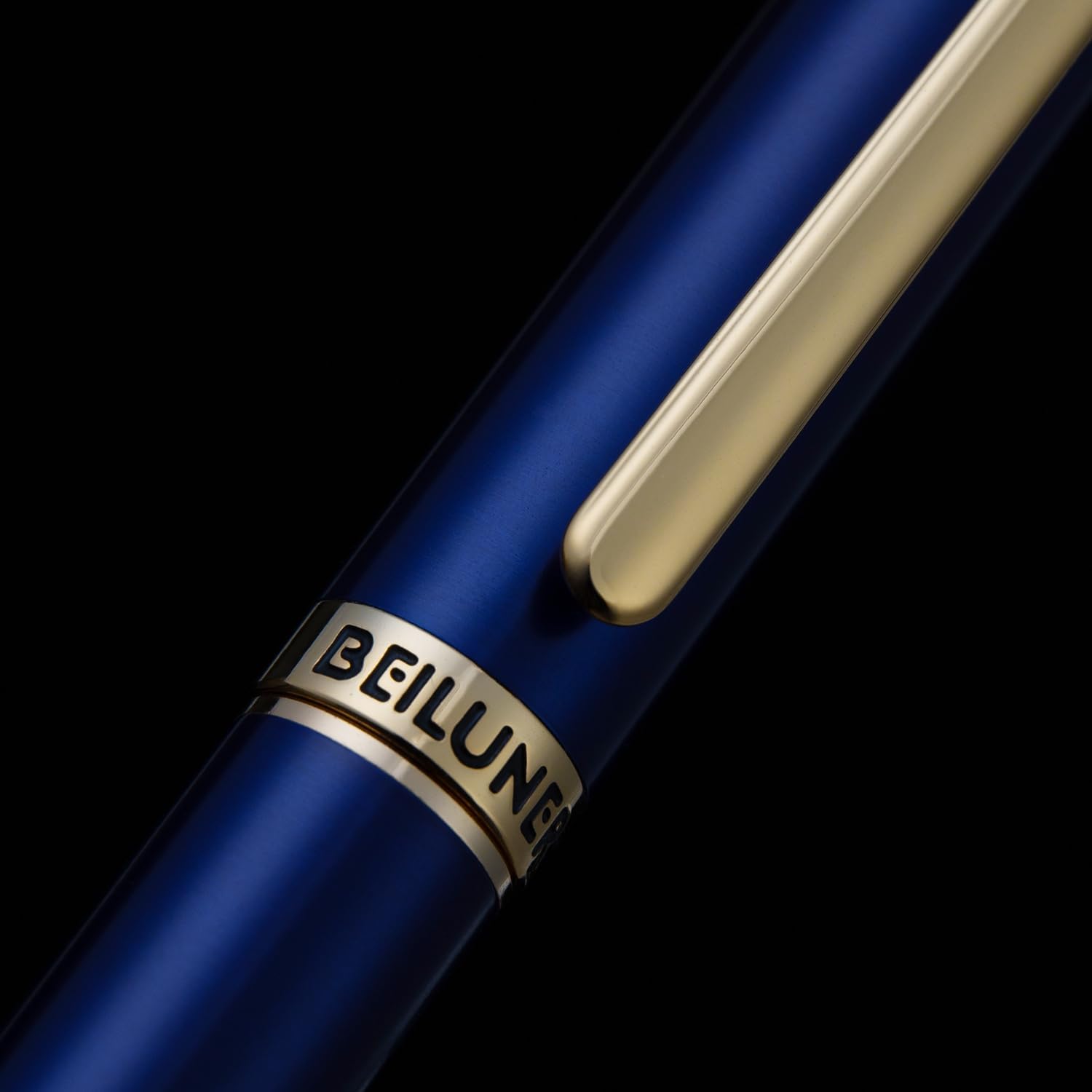 Klein Blue – Pluma estilográfica de lujo, borde dorado de 24 quilates, punta fina, convertidor de tinta Schneider alemán y 6 cartuchos de tinta,