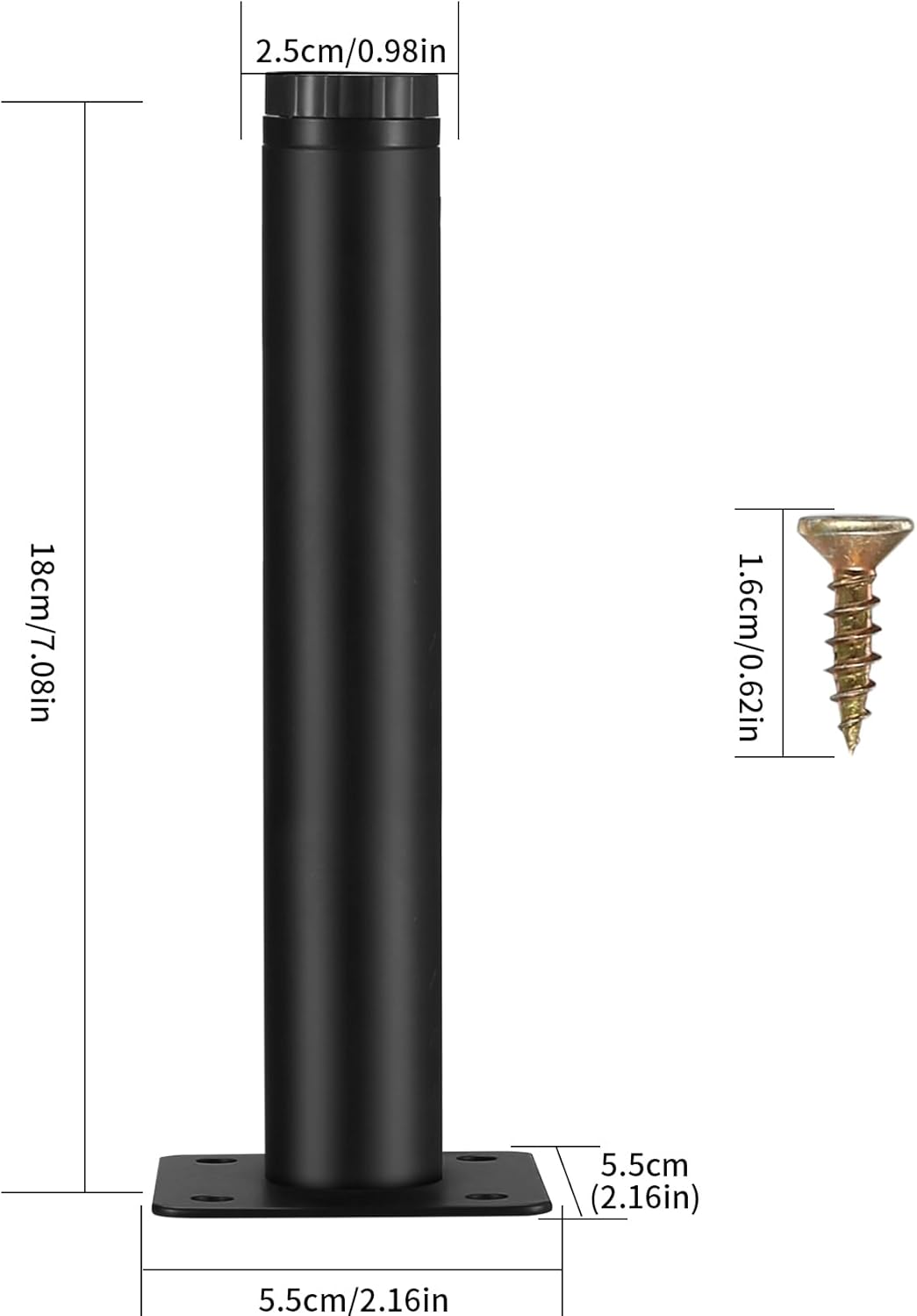 Fulushouxi 4 patas de muebles, patas de metal para gabinete, patas ajustables de 7 pulgadas para estantes de cocina, sofá, mesa, silla, escritorio,