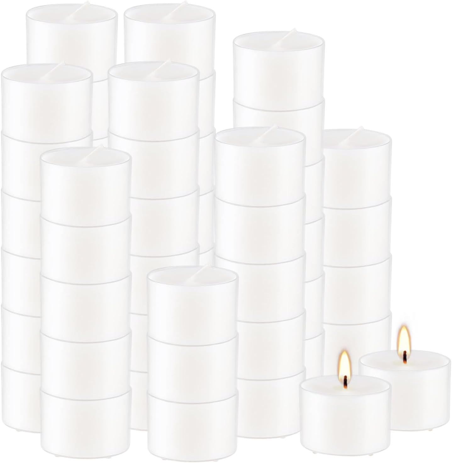 Juego de 50 velas aromáticas blancas a granel, cera de fragancia de vainilla con recipiente transparente, para restaurantes, cenas, bodas, baby