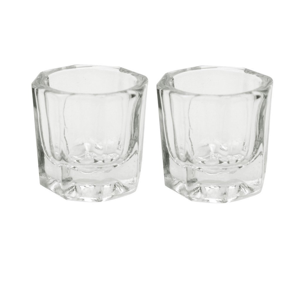 Karlash 2 Nail Art – Plato líquido acrílico para decoración de uñas, cuenco de cristal (plato de tapón) (paquete de 2)