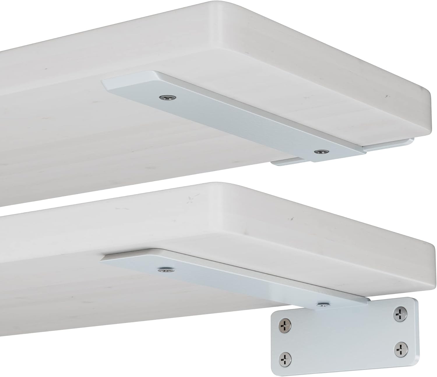 ZGO Soportes de estante flotantes, soportes de estante resistentes, soportes en L de metal blanco para estantes, soportes de pared para estantes,
