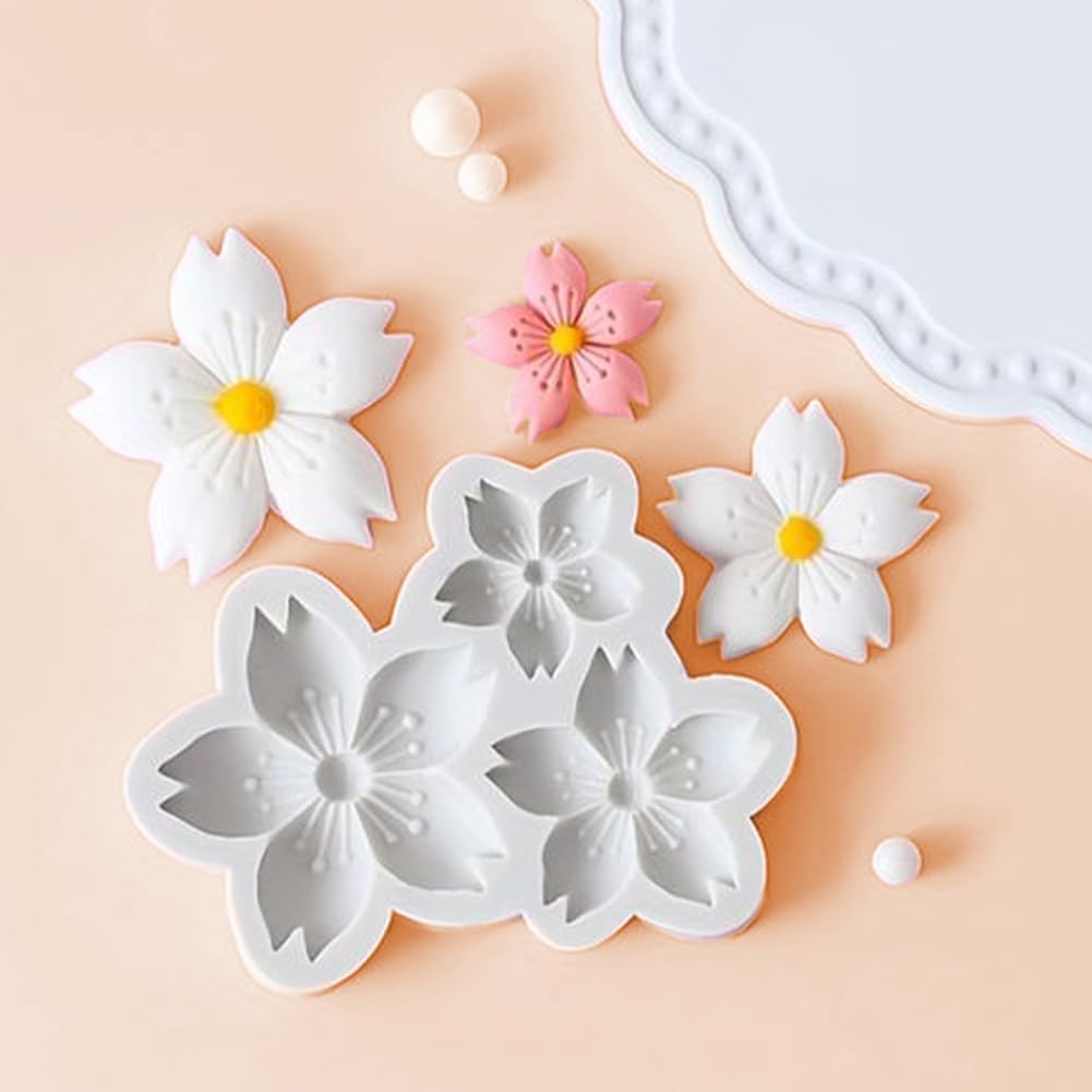 KALAIEN Molde de silicona para fondant de flor de cerezo, 2 piezas para decoración de tartas, decoración de cupcakes, manualidades de azúcar