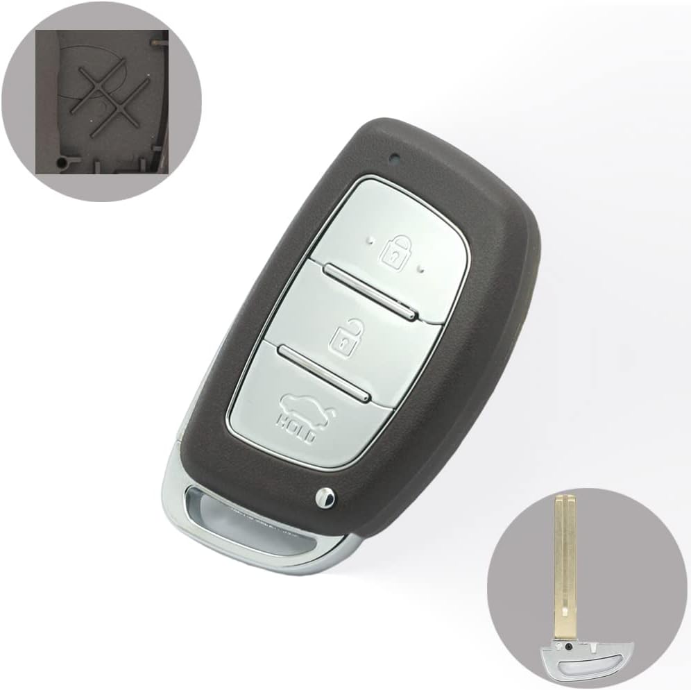 SEGADEN Carcasa para llave de repuesto + llave de inserción de emergencia en blanco sin cortar compatible con Hyundai Tucson Ioniq Verna de 3
