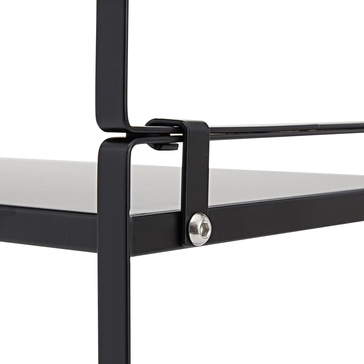 Juvale Paquete de 2 organizadores de estantes negros para gabinetes de cocina, estantes apilables para almacenamiento de cocina, elevador de metal