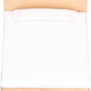 Cama doble para casa de muñecas, marco de madera, muebles en miniatura de roble, accesorios de decoración de casa de muñecas con almohada decorativa Cama doble para casa de muñecas, marco de madera, muebles en miniatura de roble, accesorios de decoración de casa de muñecas con almohada decorativa
