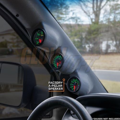 GlowShift Cápsula de calibre triple gris compatible con Dodge Ram Cummins 1500 2500 3500 1998-2002 – Recorte de altavoz de pilar A – Color de