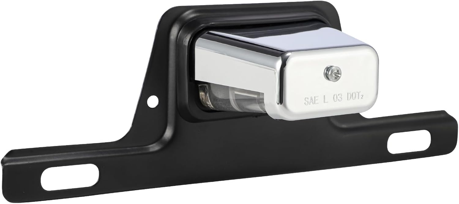 Partsam Luz LED para matrícula, cromada, impermeable, 12 V CC, con soporte, orificio de drenaje, soporte de acero, carcasa de ABS, lente como lente