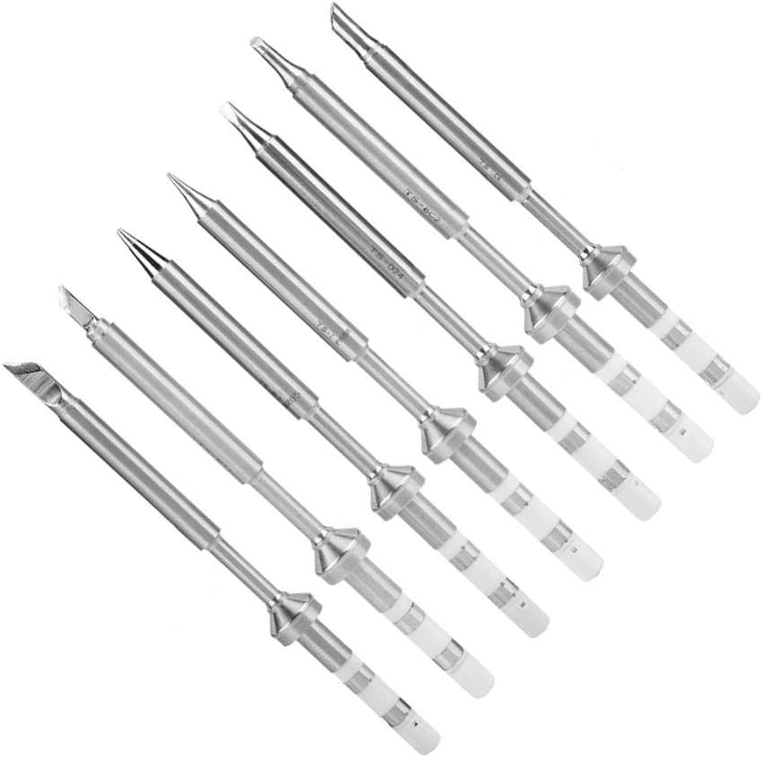 7 Tipos Mini Punta de Soldador de Acero Inoxidable Reemplazo para TS100 Kit de Soldador Portátil al Aire Libre (7pcs Puntas de Soldadura)