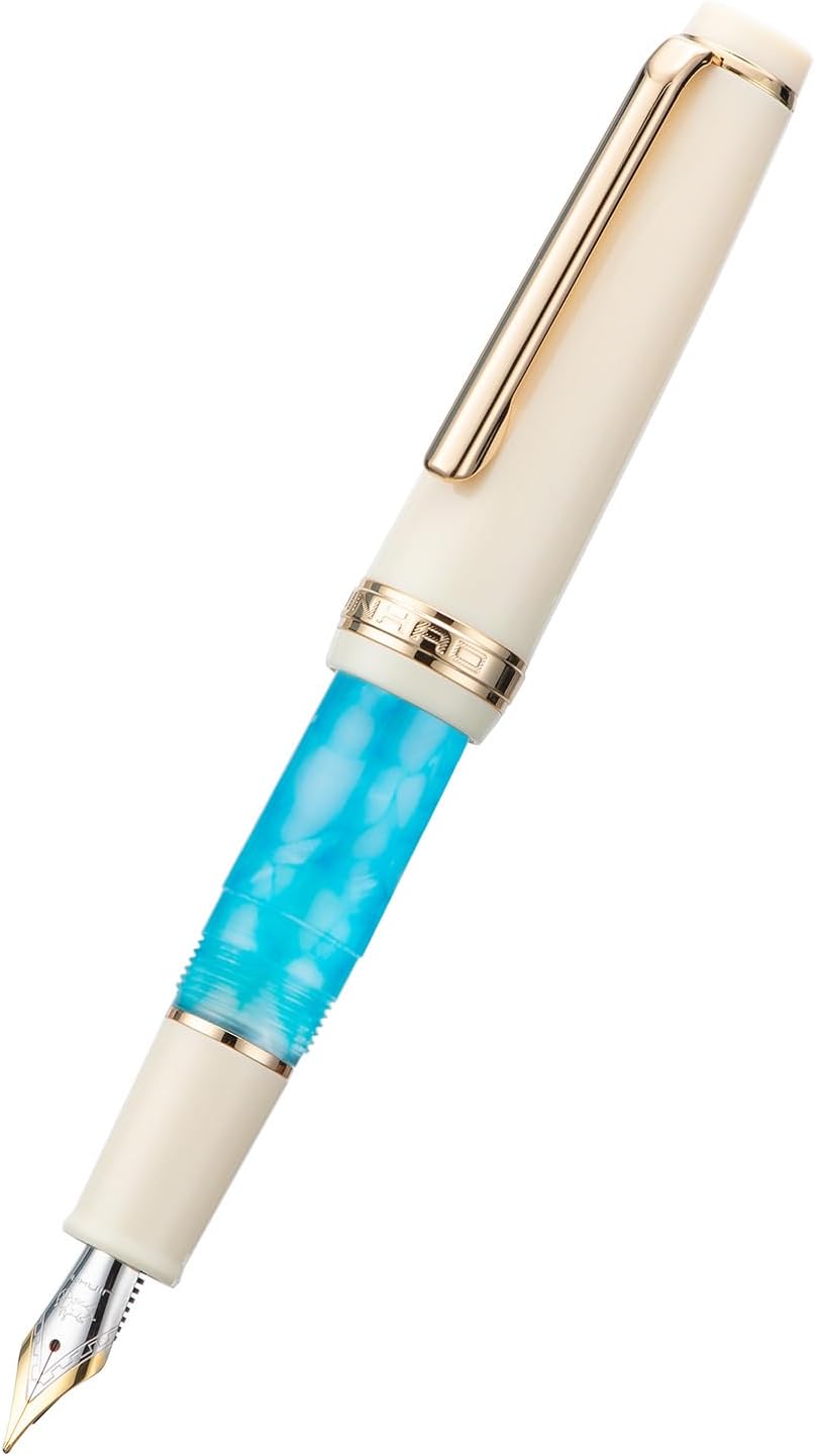 Jinhao 82 – Mini pluma estilográfica acrílica, punta fina de iridio con convertidor de tinta, mini bolígrafo de viaje azul marino de bolsillo corto
