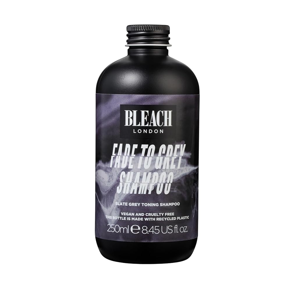 Bleach London Champú Fade to Grey  Fórmula de tonificación gris vegana y aprobada por PETA, para cabello rubio y gris, depósito de color, aspecto