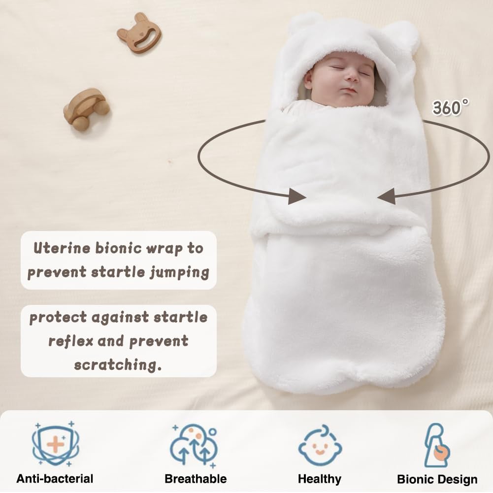 XIFAMNIY Saco de dormir para bebé recién nacido, manta de recepción de felpa suave para bebé, envolturas suaves para dormir para bebés de 0 a 3 meses