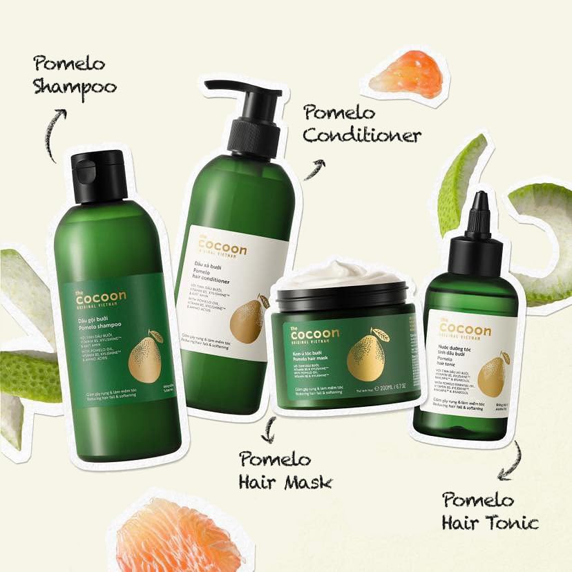 Cocoon Ultimate Hair Repair Set (SAVE 30%) 1x Pomelo Hair Tonic (4.7 fl oz), 1 champú pomelo (16.9 fl oz), 1 acondicionador de pomelo (16.9 fl oz),