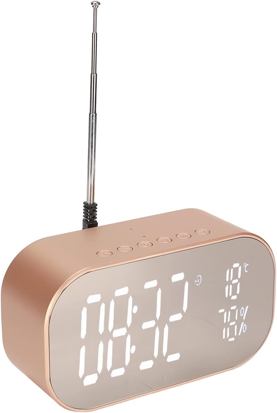 ASHATA Radio despertador digital con pantalla LED, altavoz Bluetooth, radio AM FM, reloj despertador multifunción con receptor y cable, micrófono