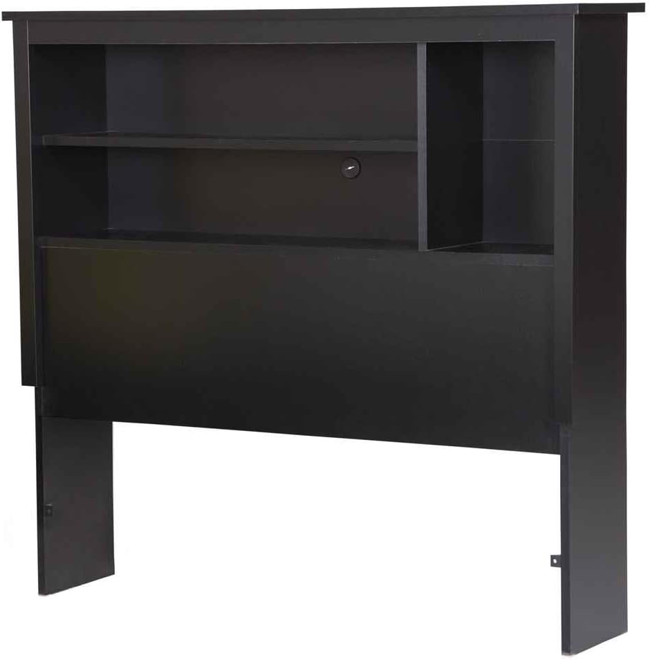 Cabecero de cama librero para cama tamaño Twin Vito (39 pulgadas), Madera, Negro puro